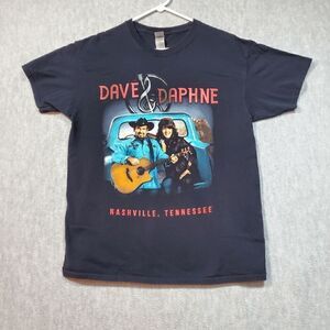Dave & Daphne Shirt Womens Large Black Country Band Nashville Crew Neck Tee Vtg
